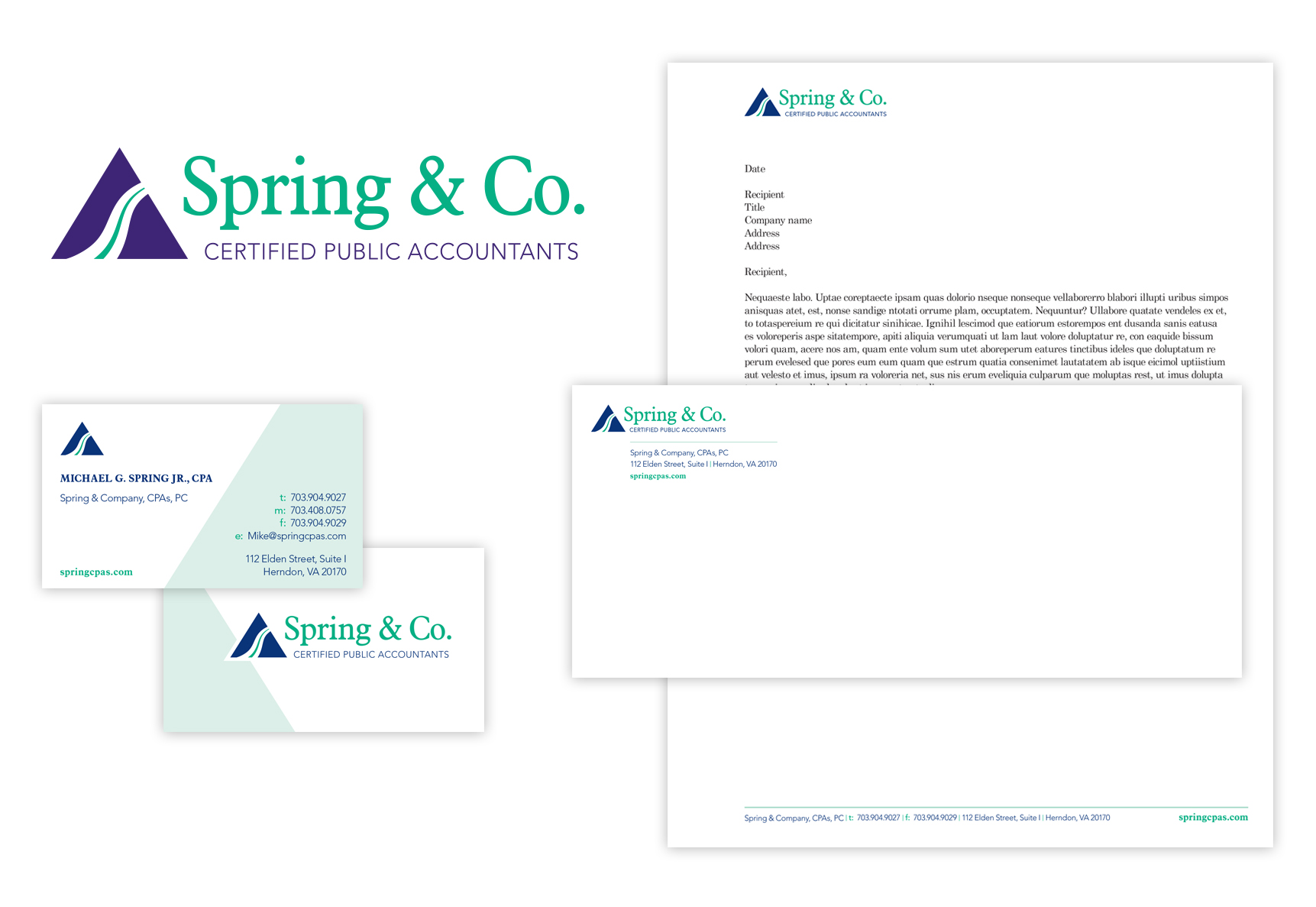 Vizual Integrated Marketing & Branding | Spring & Co., CPAs Stationery Package